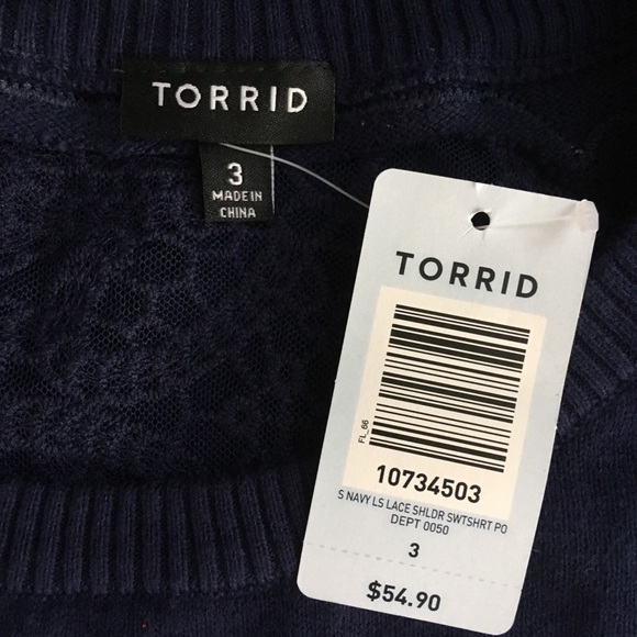 Torrid Navy Lace Shoulder Sweater - Picture 7 of 7